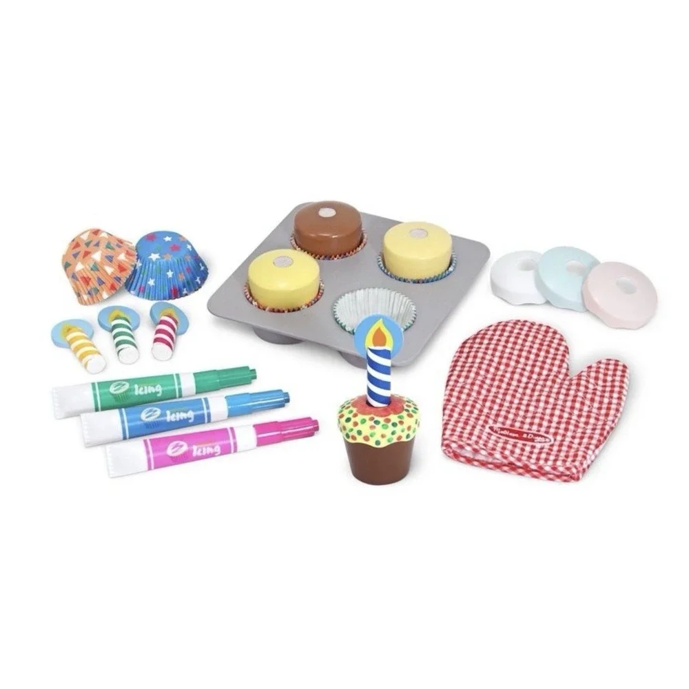 Melissa & Doug Bake and Decorate Cupcake Set Kids Unisex Multicolor Wooden Toy